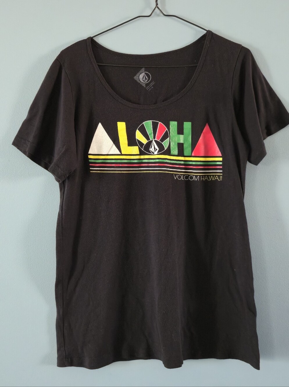 Volcom Black 'Aloha' Graphic Short Sleeve Tee (Lg)